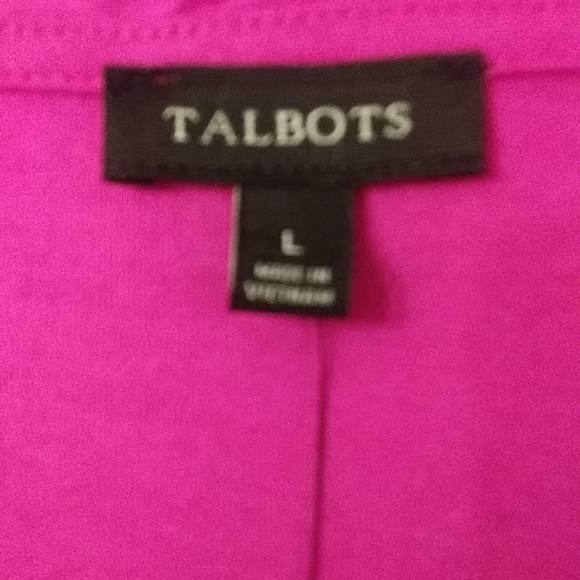 Talbots L Magenta 3/4 Sleeve Basket Weave Neckline - Picture 4 of 7